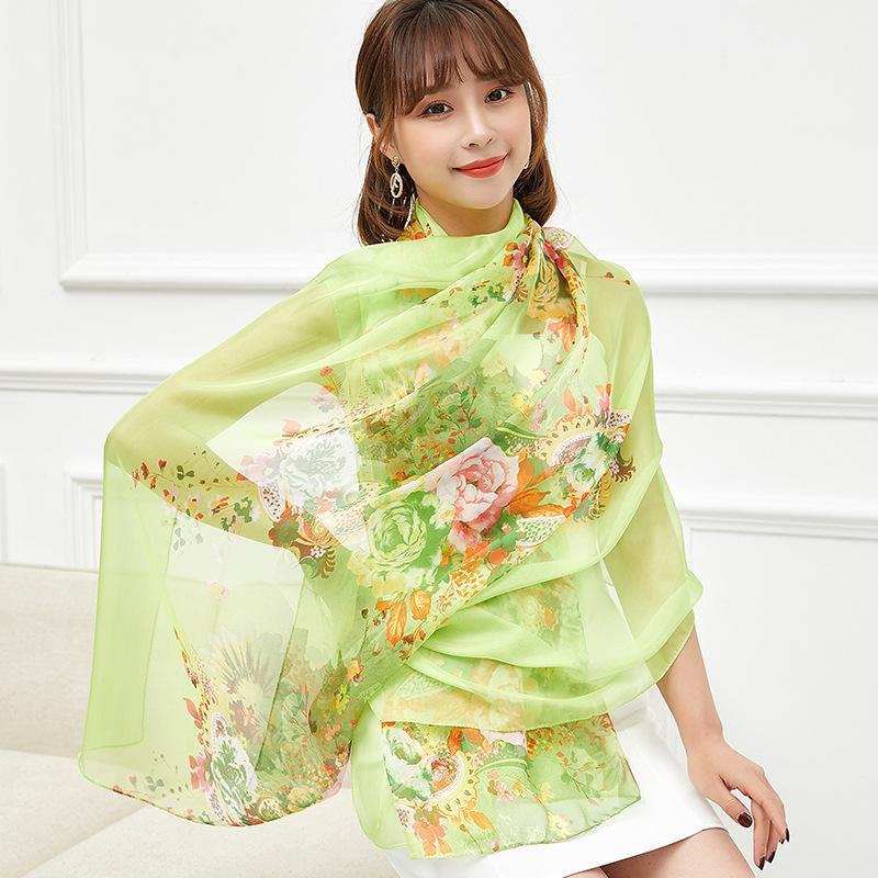 გაზაფხული/ზაფხული ახალი ქალის აბრეშუმის შარფი 90 * 90 სმ სიმულირებული აბრეშუმის ტილო კვადრატული შარფი მოდური პრინტიანი დიდი კვადრატული შარფი პროფესიონალური შარფი