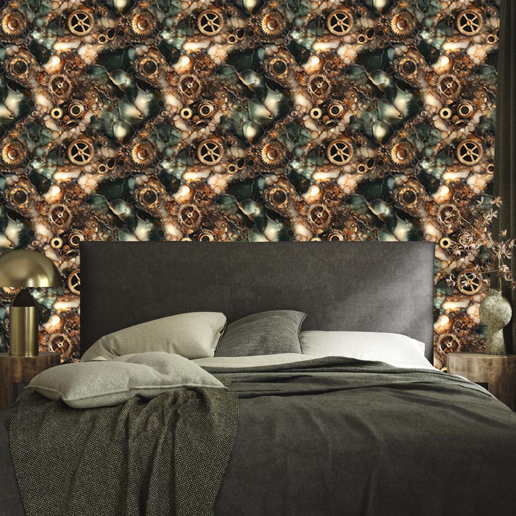 Ink Brown and Ochre Wallpaper for Living Room and Bedroom 50x1000