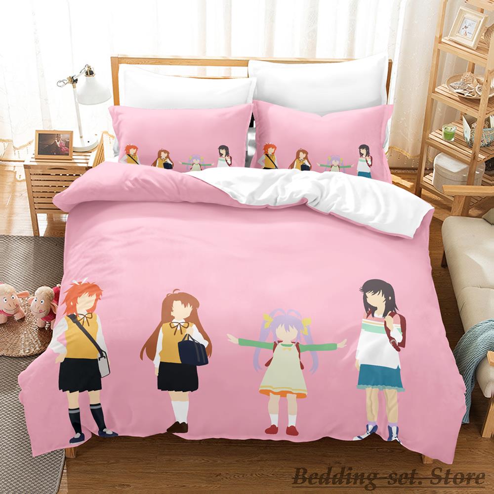 Non Non Biyori Bedding Set Single Twin Full Queen King Size Bed Set Adult Kid Bedroom Duvetcover Sets Anime Girls