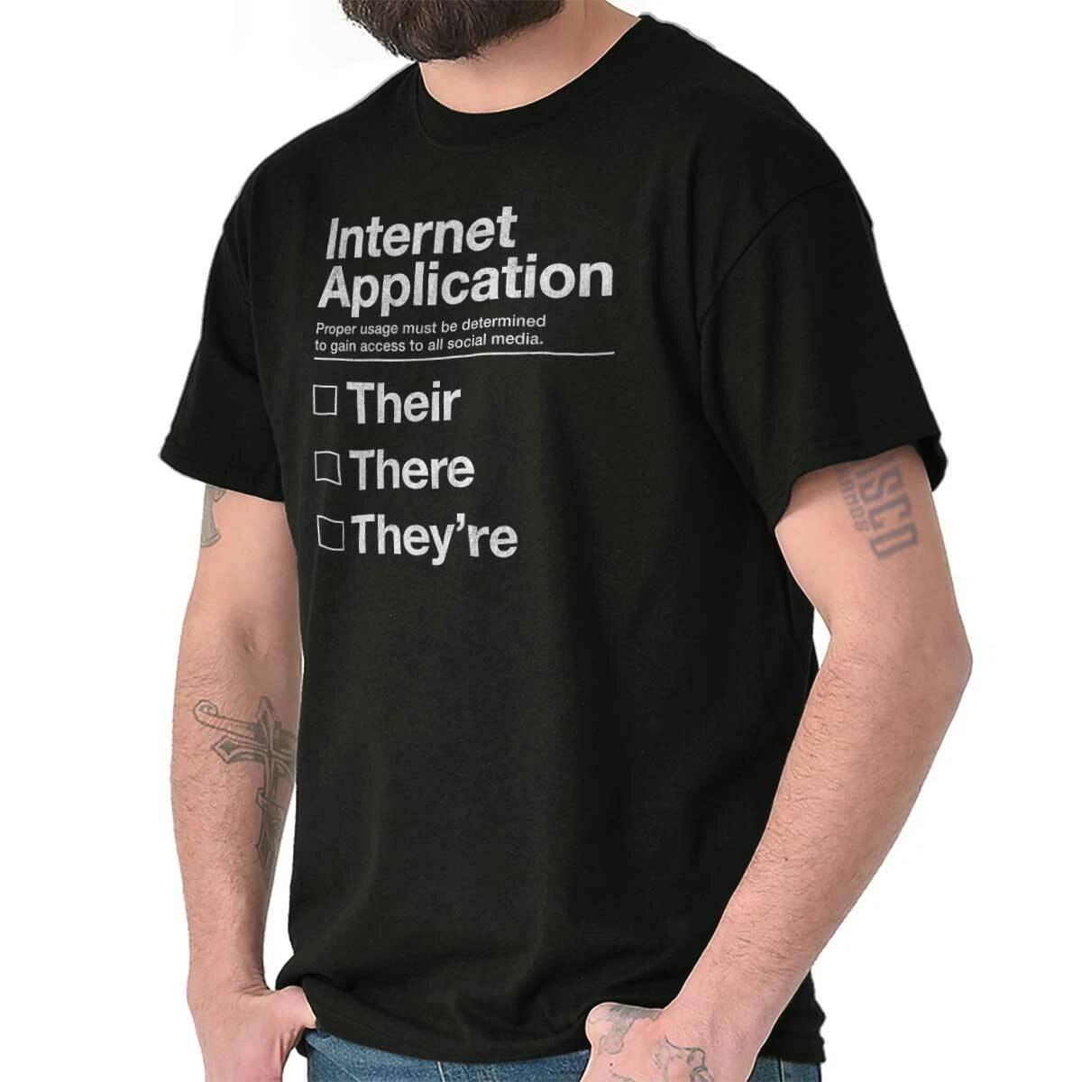 Funny Social Media Grammar Computer Nerd Womens or Mens Crewneck T Shirt Tee XL
