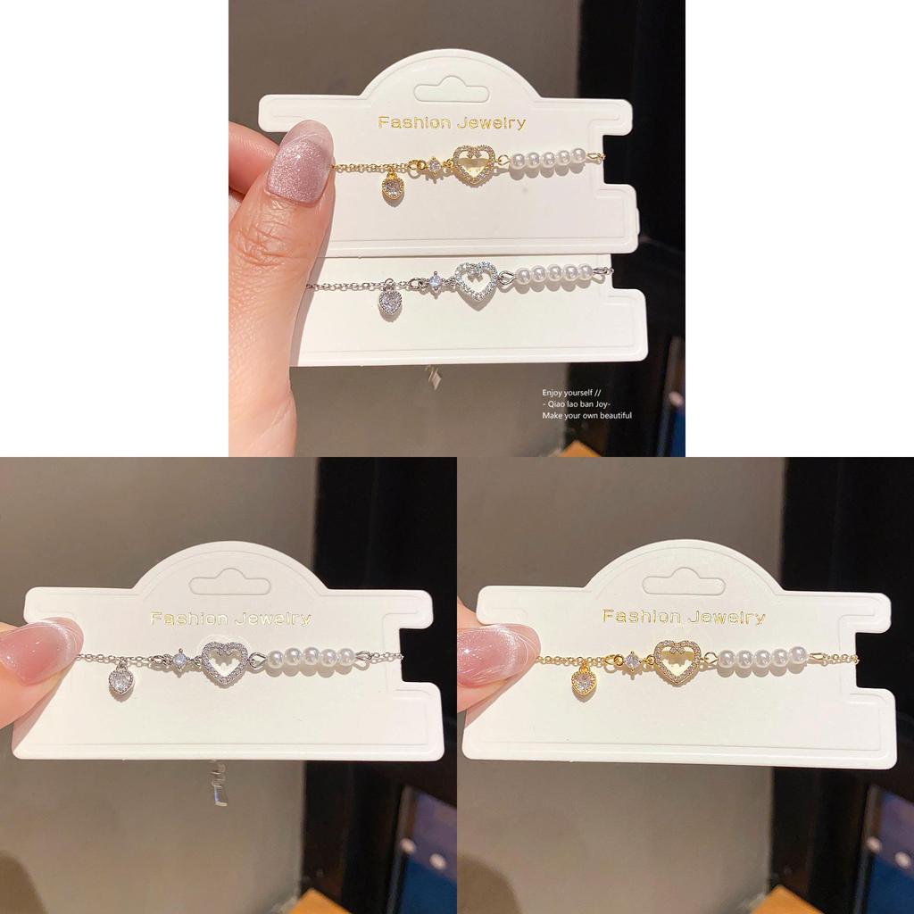 Jewelry Gift For Women Gold Plated Heart Pendant With Artificial Pearl And Zirconia