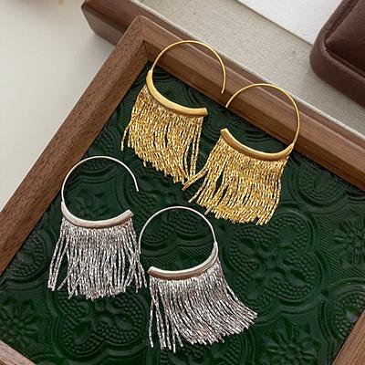 Geometric Circle Fringed Earrings Niche Design High-End Earrings Unique Temperament High-Quality Earrings