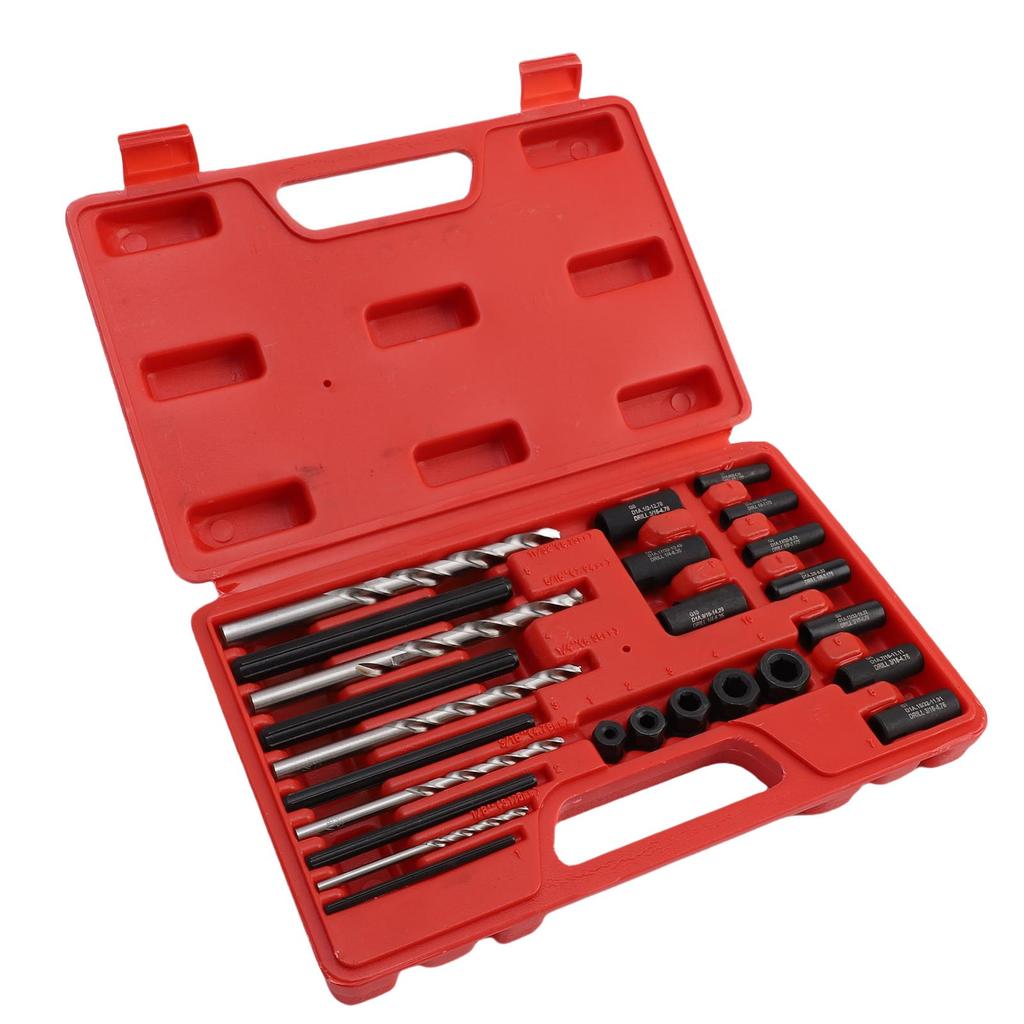 25 Pcs Screw Extractor Set High Hardness Steel Easy Out Broken Bolt Extractor Kit with Storage Case