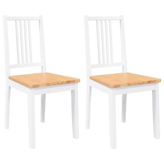 VidaXL Chaises à manger 2 pcs blanc bois massif caoutchouc, chaise à dîner, chaise, chaise de salon, chaises à dîner, chaise 4102399