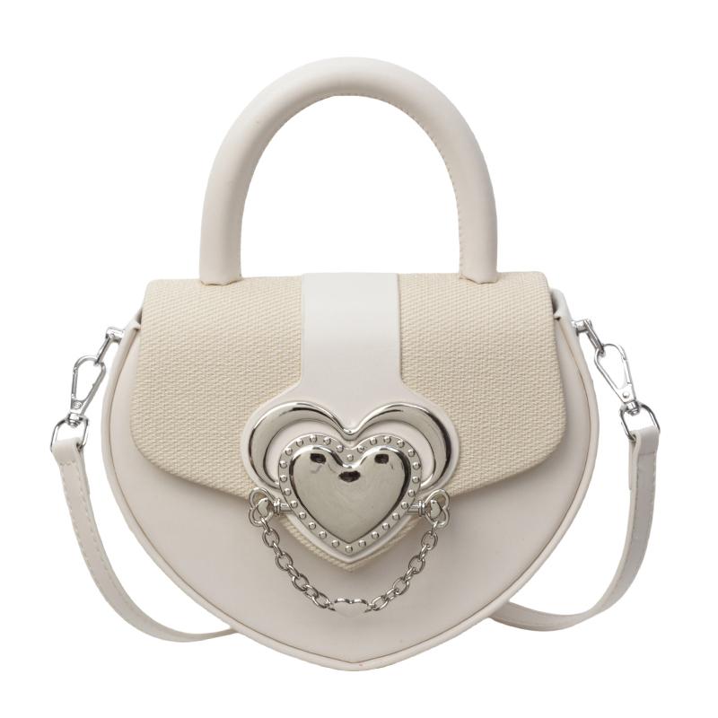 Heart Shaped Design Splicing Color Crossbody Bag Women New Fashion Love Metal Buckle One Shoulder Bag Korean Versatile Handbag