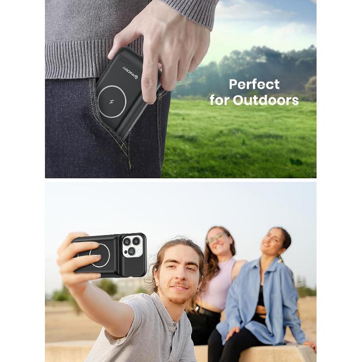 

NEWDERY Battery Case for iPhone 15 Pro/iPhone 15 10000mAh, USB C Qi Wireless Charging Case, Portable Rechargeable Extended Charger Case Battery Pack