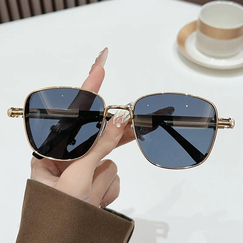 New Retro Metal Square Myopia Glasses Outdoor UV400 Polarized Near Sight Sunglasses Women Men Minus Sight Eyeglasses Diopter+4.0