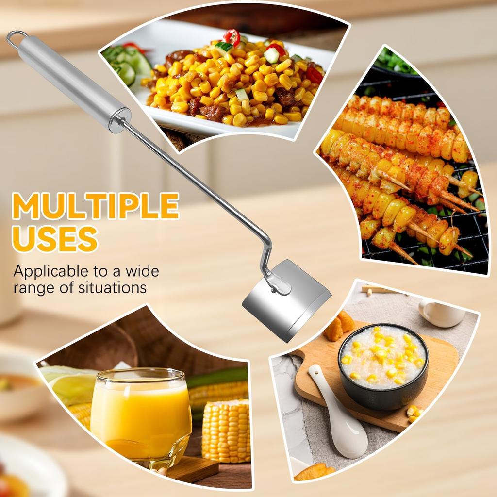 Corn Cob Stripper Long Handle Stainless Steel Corn Stripping Tool Fast Corn Peeler for Corn For Home Kitchens Restaurant Outdoor