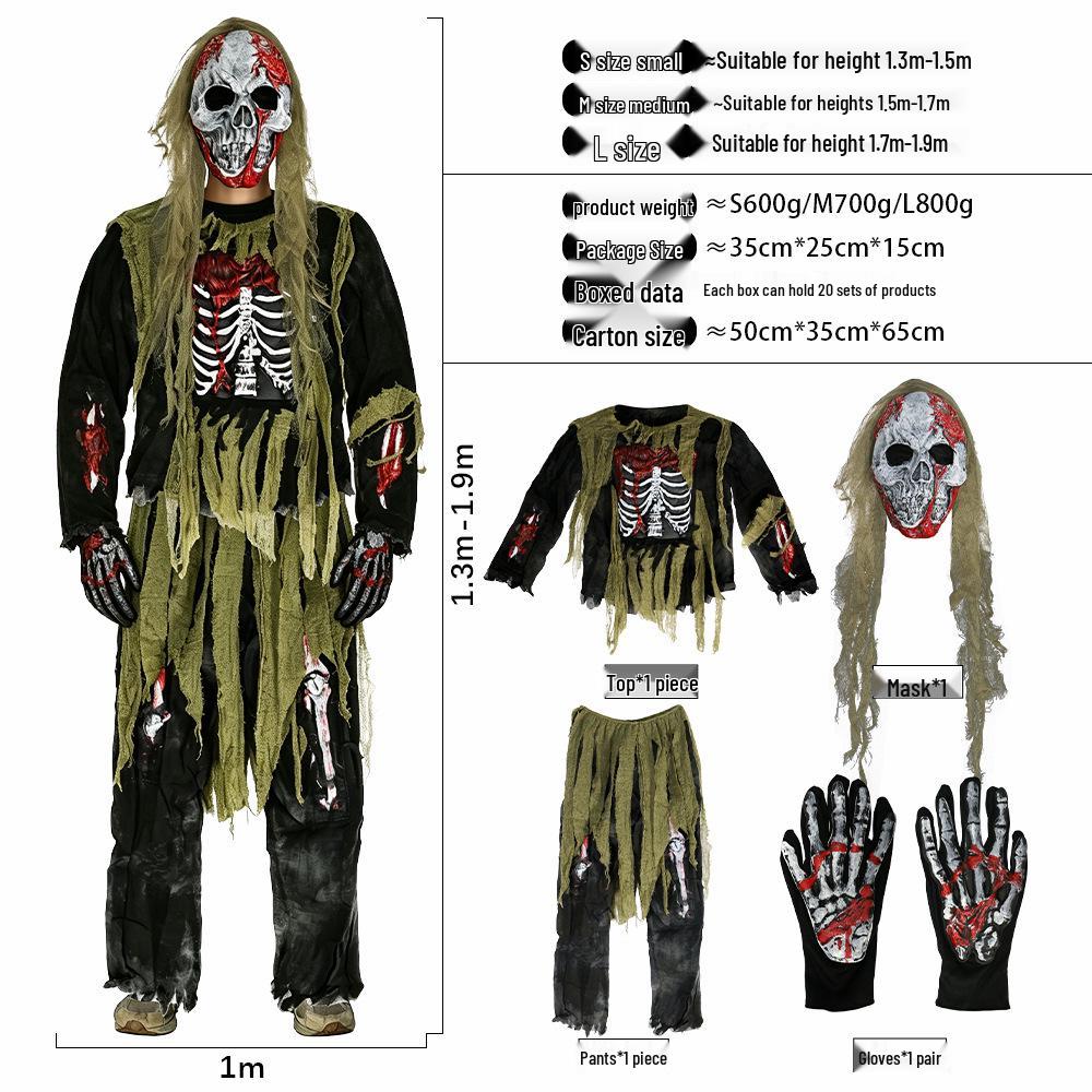 Burnt Zombie Costume Set: Halloween Masquerade Party and Haunted House Props