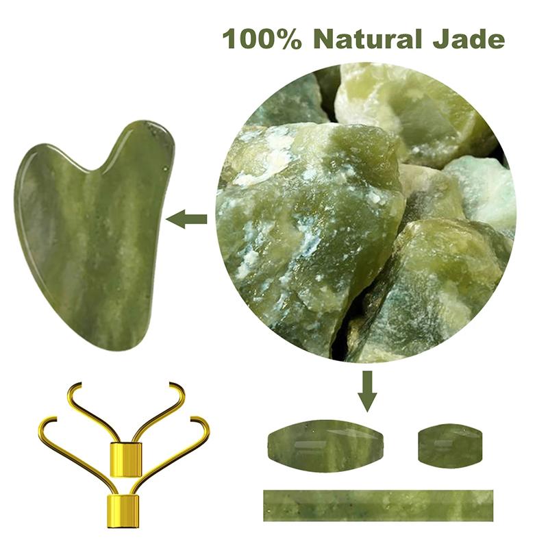 Natural Cooling Sleep Mask Jade for Eye Face Massage Stone Jade Roller Gouache Scraper Massager Set Skin Care Tools
