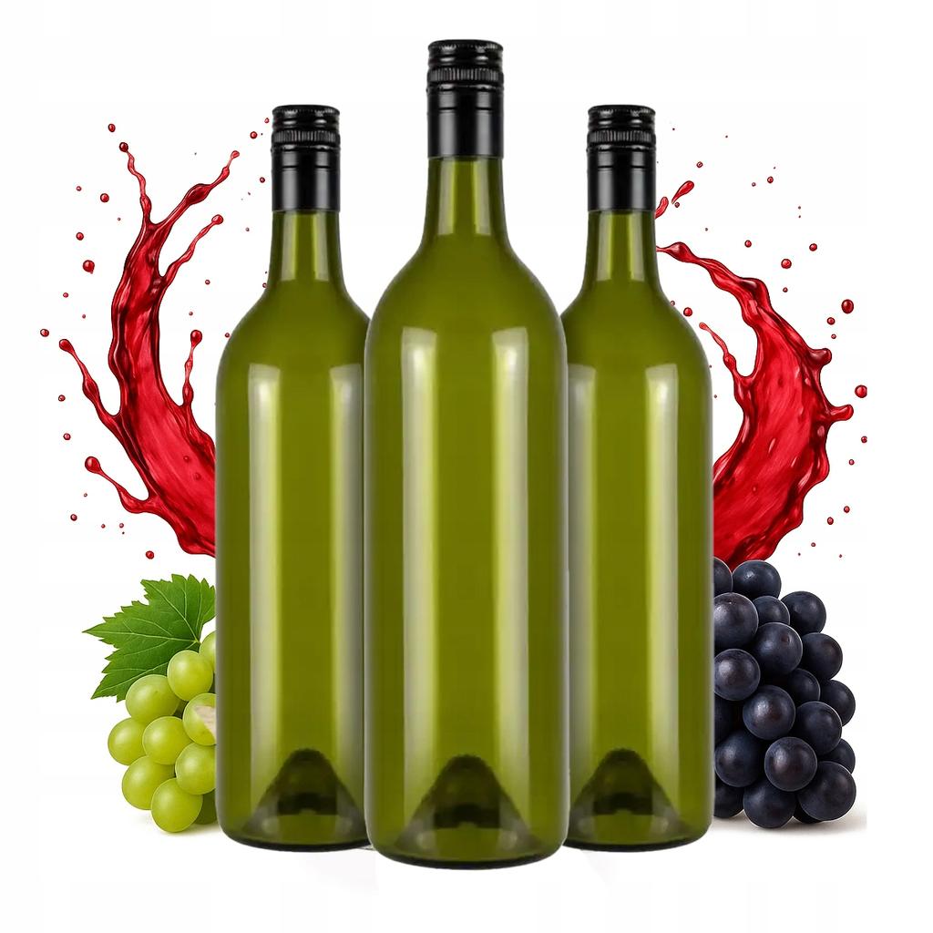 10x Bottiglia in vetro OLIVA PER VINO 750ml con tappo a vite per Liquori Vino Alcol