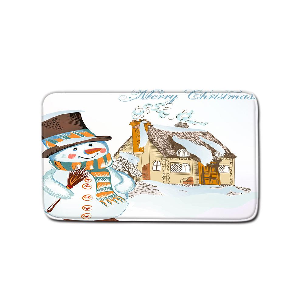 Christmas Home Shower Curtain Waterproof Polyester Cloth Toilet Floor Mat Four-Piece Set Entrance Door Mat Bedroom Living Room Carpet