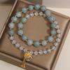 Natural Blue Water Jade Double Circle Crystal Bracelet with Pendant – Light Luxury, Exquisite High-End Feel, Wealth Attraction Hand String for Women