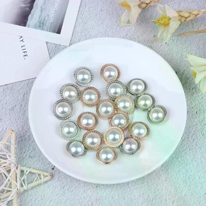 DIY Craft Decoration Pearl Metal Shank Buttons for Sewing Scrapbooking 10pcs