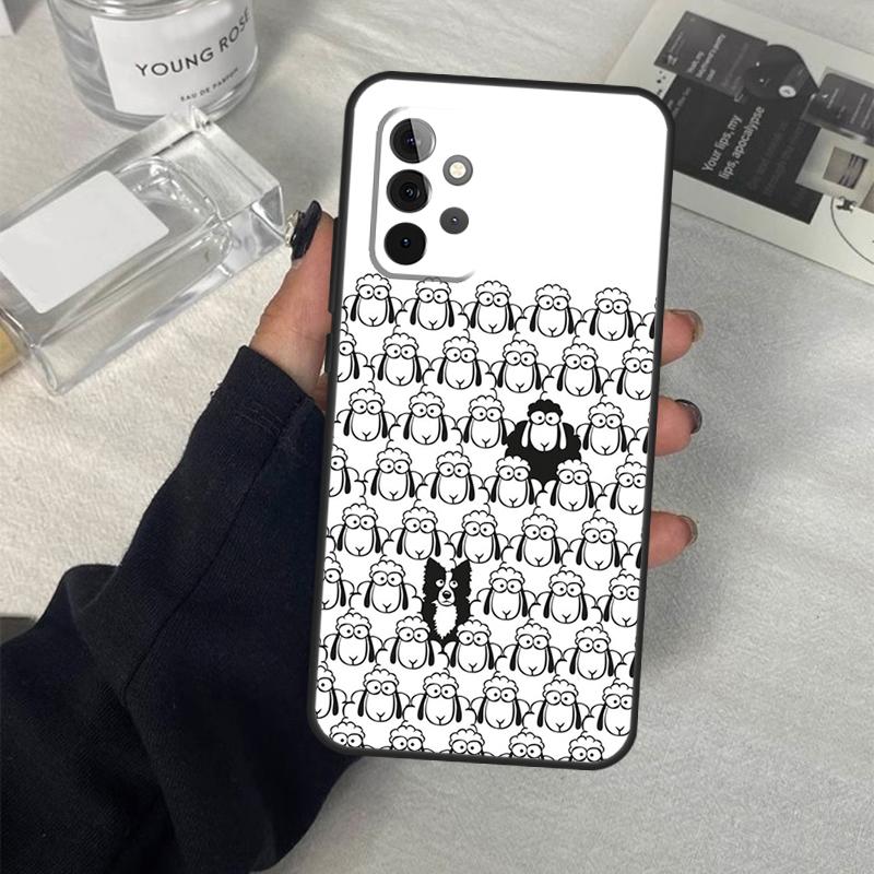 Cartoon Border Collie Case For Samsung Galaxy A55 A35 A15 A52 A32 A12 A16 A26 A36 A56 A53 A33 A13 A14 A34 A54 A17