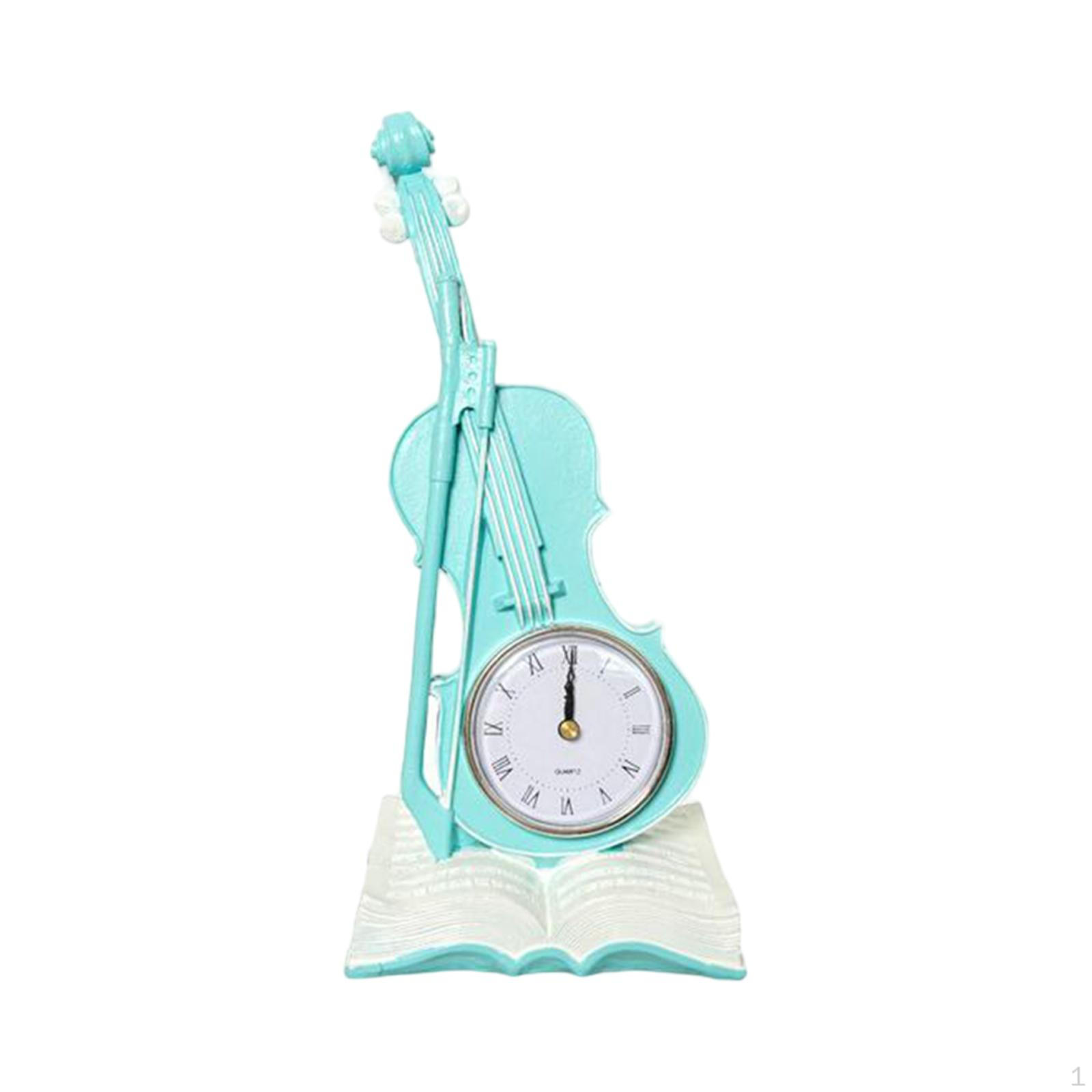 

Violin Desk Clock Book Statue Multipurpose, Resin Sculpture Model Figurine for синій