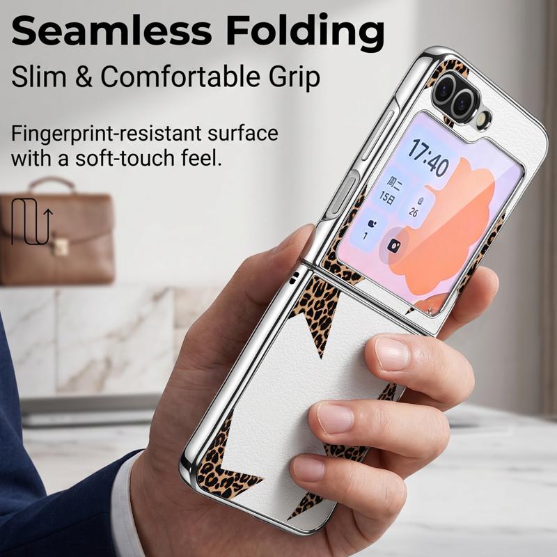 Colorful Stars Print Phone Case For Samsung Galaxy Z FlIP 7 FE 6 5 Z Flip7 Flip6 Flip5 Luxury Plating PC+PU Leather Hybrid Folding Phone Cover