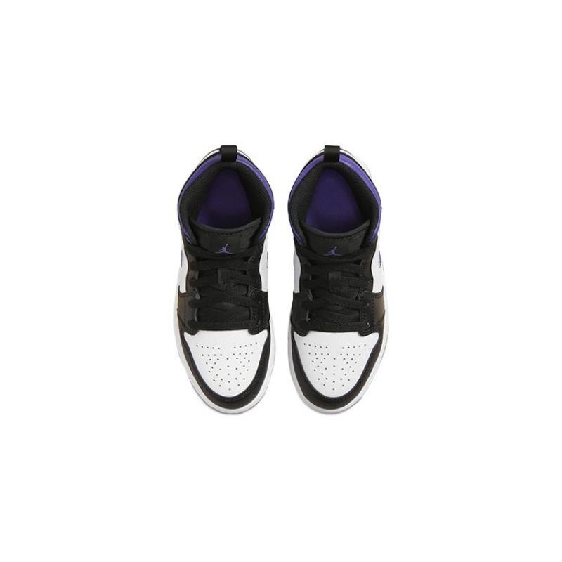 Air Jordan 1 Mid mid-top kids basketball shoes purple for little & big kids 640734-095