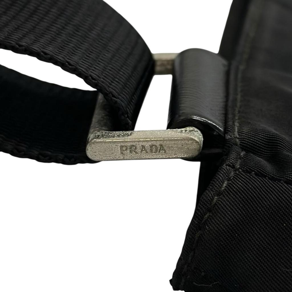 PRADA Triangular logo Shoulder Bag black unisex used