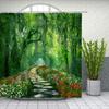 Natural Scenery Waterproof Fabric Shower Curtain Bathroom Curtains With Hooks 180X180Cm Landscape Bath Screen Home Decoration