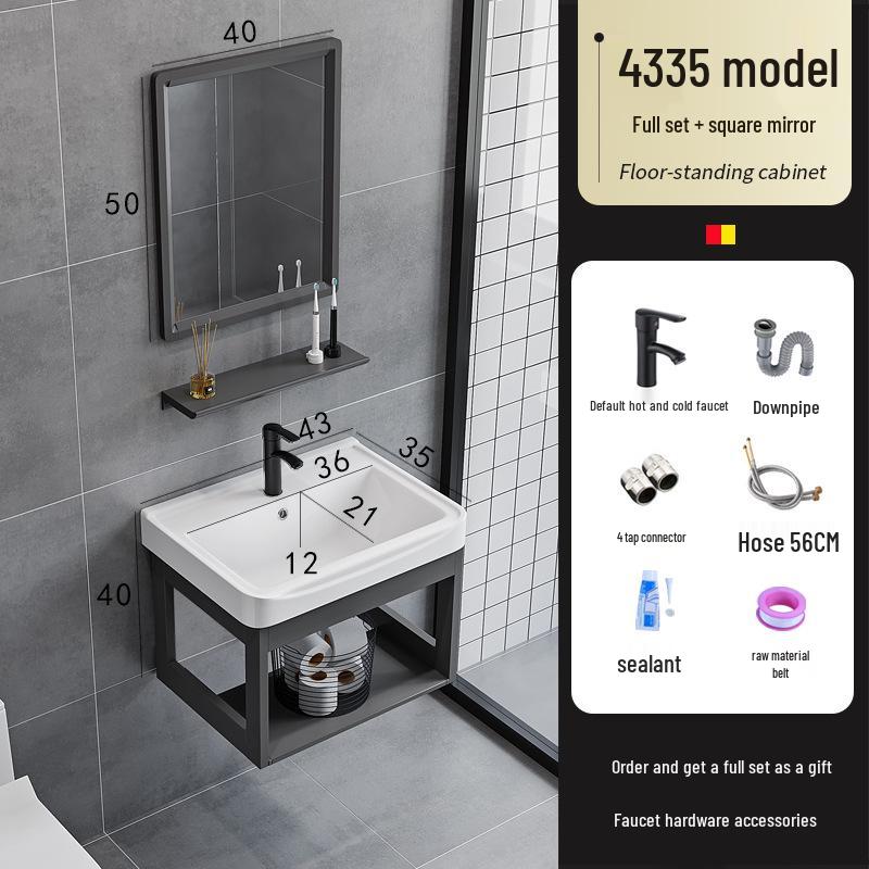Luxury Space Aluminum Bathroom Vanity with Integrated Ceramic Basin for Compact Spaces