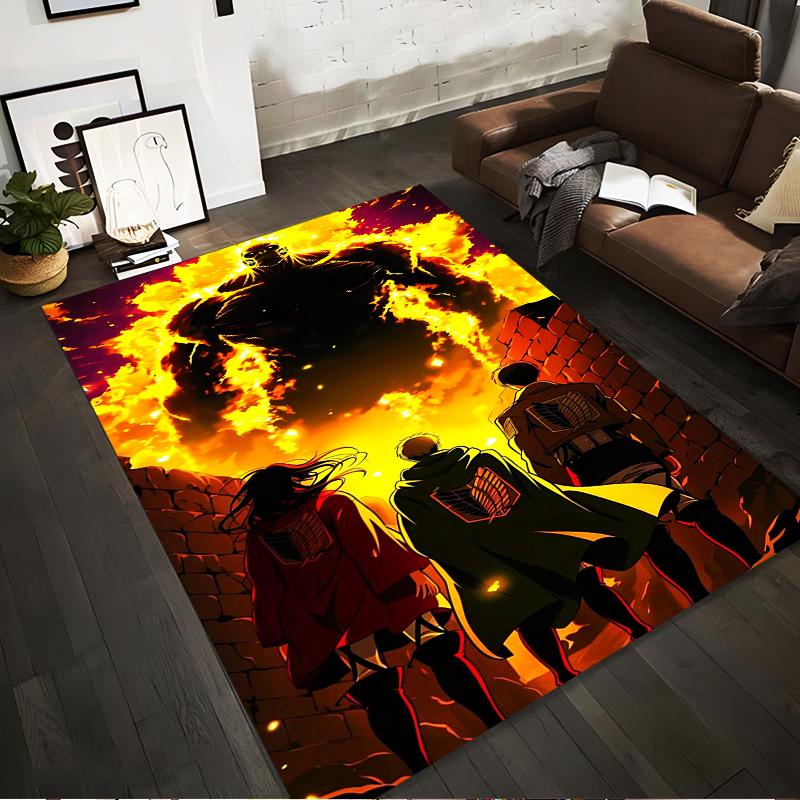 Attack on Titan Fiery Scene Rug Non-slip rug suitable for living room and bedroom sofas