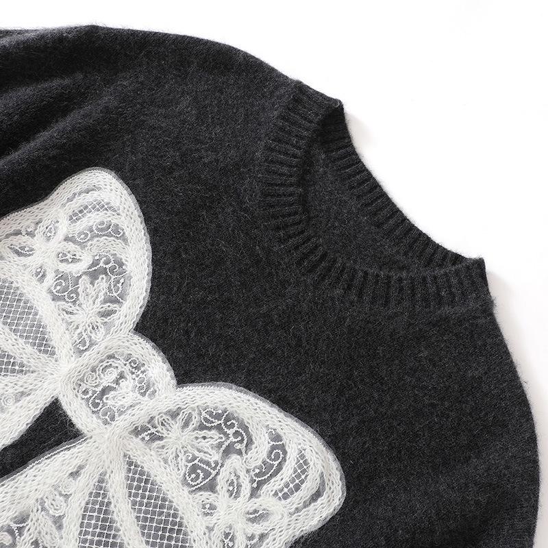 Lekasha Women's Cashmere Lace Knit Sweater - New Autumn/Winter Loose Thick Top