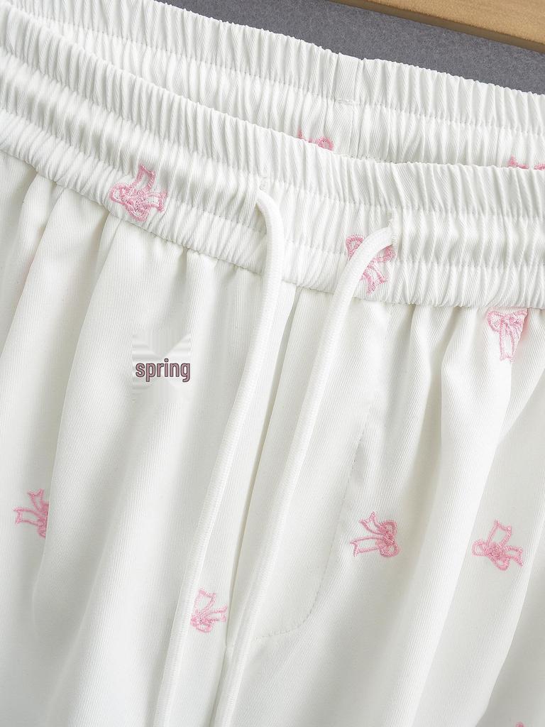 2024 Women's Hot Ins American Butterfly Embroidery Drawstring Parachute Pants