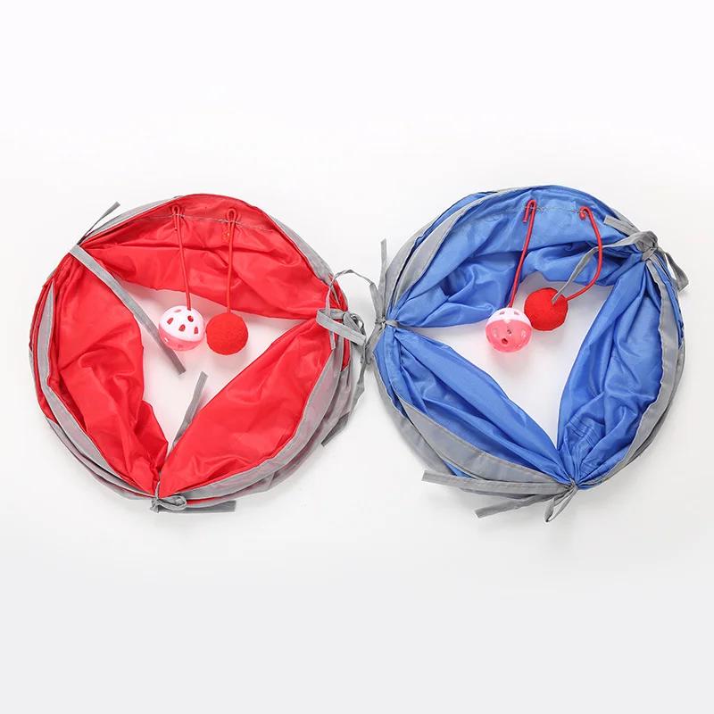 Funny Collapsible Crinkle 2 Holes Play Tubes Balls Tunnel Cat Kitten Puppy Ferrets Rabbit Dog Toys