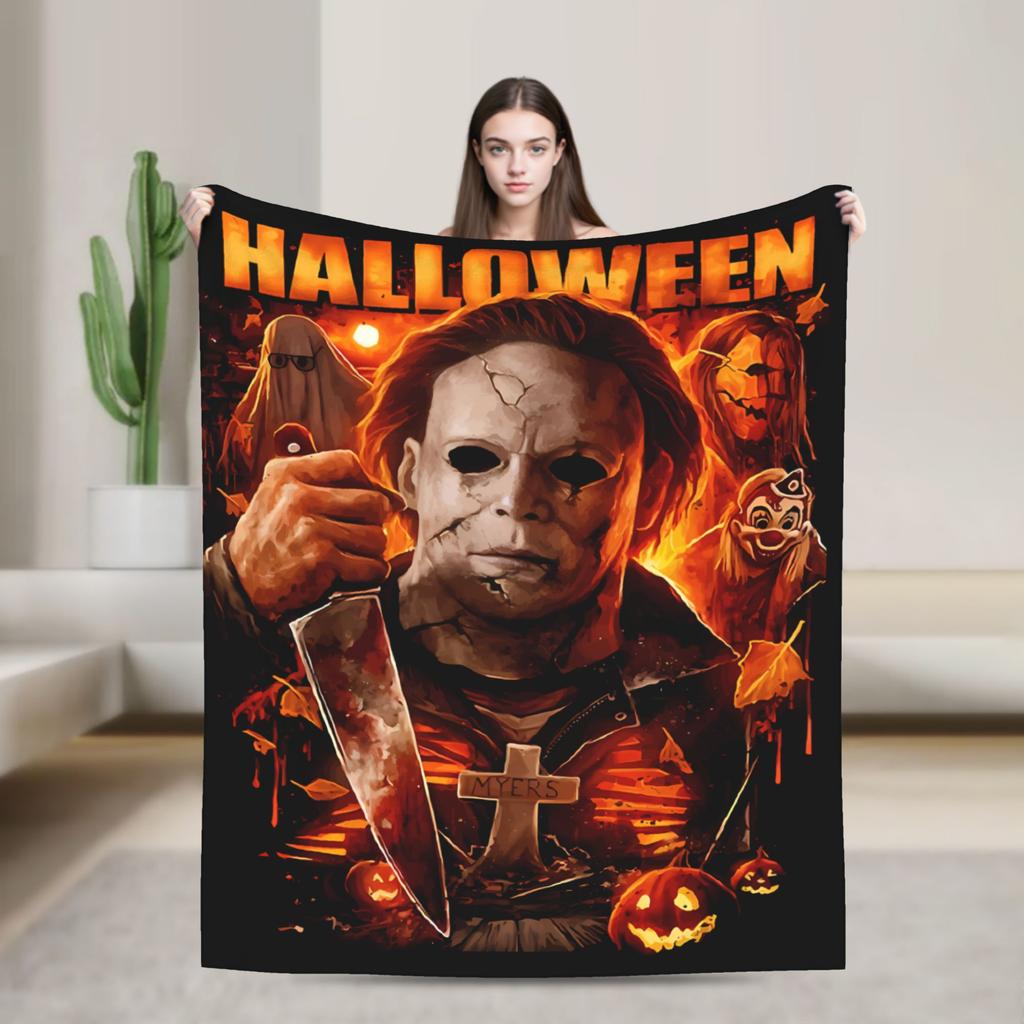 Halloween Michaels Myersed Warm Soft Blanket Decorative Plush Throw Blanket Print Couch Chair Flannel Bedspread Sofa Bed Cover