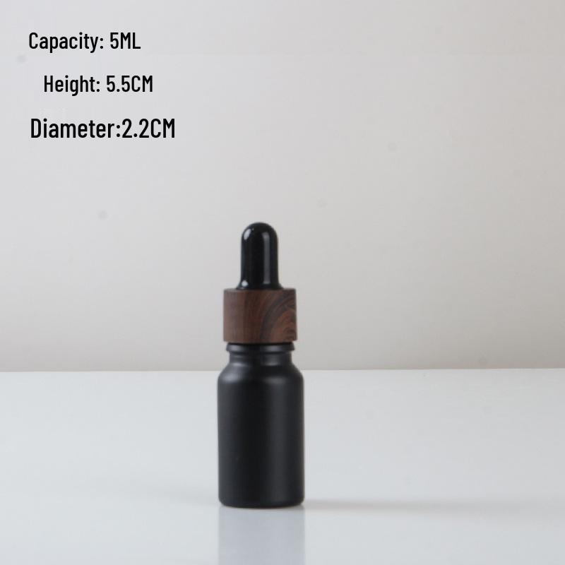 Wood Grain Black Glass Essential Oil & Serum Bottle with Dropper/Spray Option