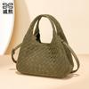 2026 Autumn Winter New Abrasive Woven Bucket Bag Women's Dish Basket Mother Hand Tote Bag Casual Single Shoulder Diagonal Cross Bag
