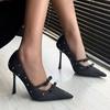 Fashion Crystal Bow Elegant Women Shoes Super High Heels Pointed Toe Pumps Fashion 2025 New Trend Spring Dress Party Mujer Zapatillas