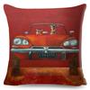 Housse de coussin Chien Conduisant un Bus Décoratif Mignon Dessin Animé Animal de Compagnie Dalmatien Taie d'oreiller Polyester Housse de coussin pour Voiture Canapé Maison,(10)
