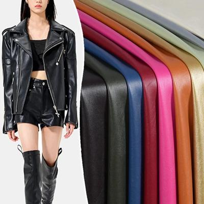 50*140m Matowa Tkanina ze Sztucznej Skóry Rozciągliwa Imitacja Skóry Owczej Miękka Tkanina PU DIY Szycie Kurtka Motocyklowa Materiał na Ubrania