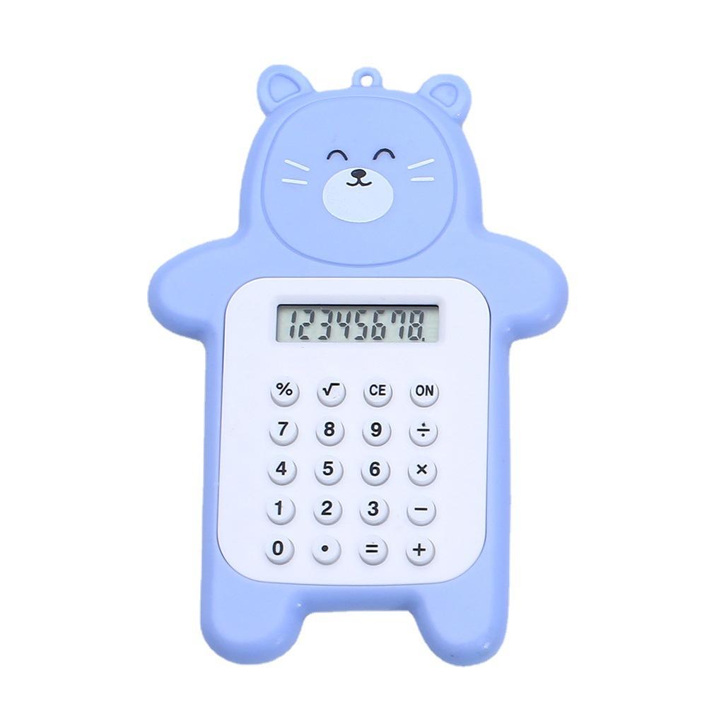 Easy To Carry Battery Powered Mini Calculator Bear Shape With Silicone Pressing Buttons For School Students Counter Cartoon