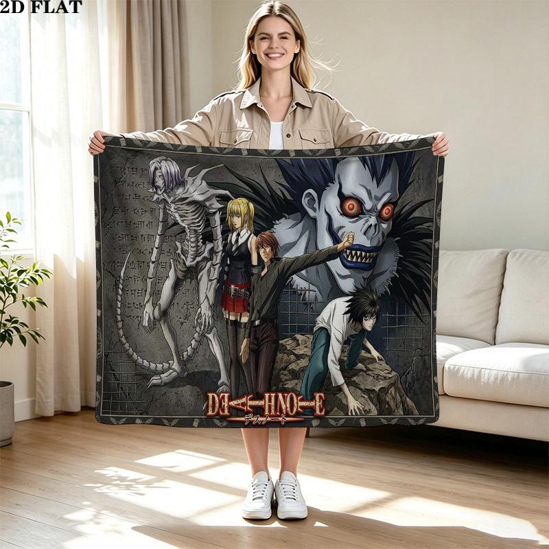 Anime DEATH NOTE Print Flannel Blanket High Quality Warm Comfortable Cover for All Seasons Perfect for Gifts Home Decor