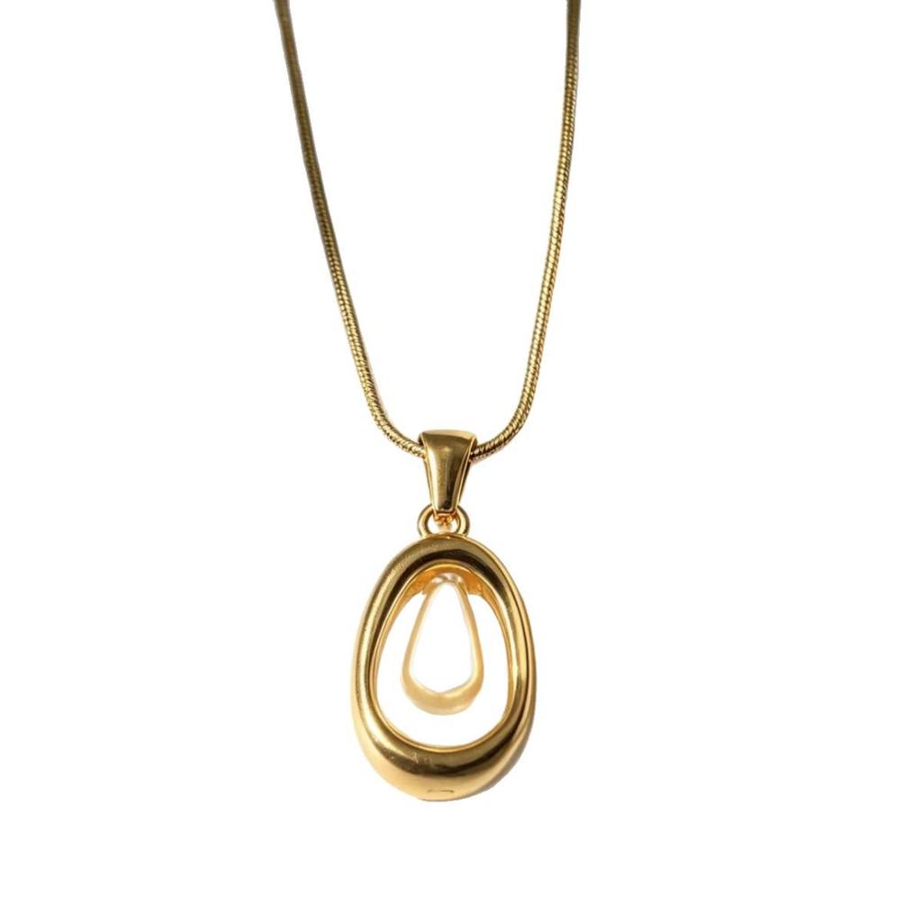 18K Gold-Plated Stainless Steel Water Drop Pearl Clavicle Necklace - Elegant Luxury Women's Jewelry