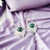 Rare Malachite Gemstone 925 Sterling Silver Jewelry Handmade Drop Earrings 1.43" EE-117-31