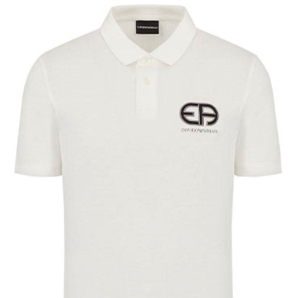 Emporio Armani Geometric Pattern Logo Short Sleeve Polo Shirt Men tops White 3K1FB7-1JUVZ-0101