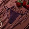 Adjustable Waist Strap Bow Lace Flower Transparent Briefs Low Waist Romantic T Panties  Gift
