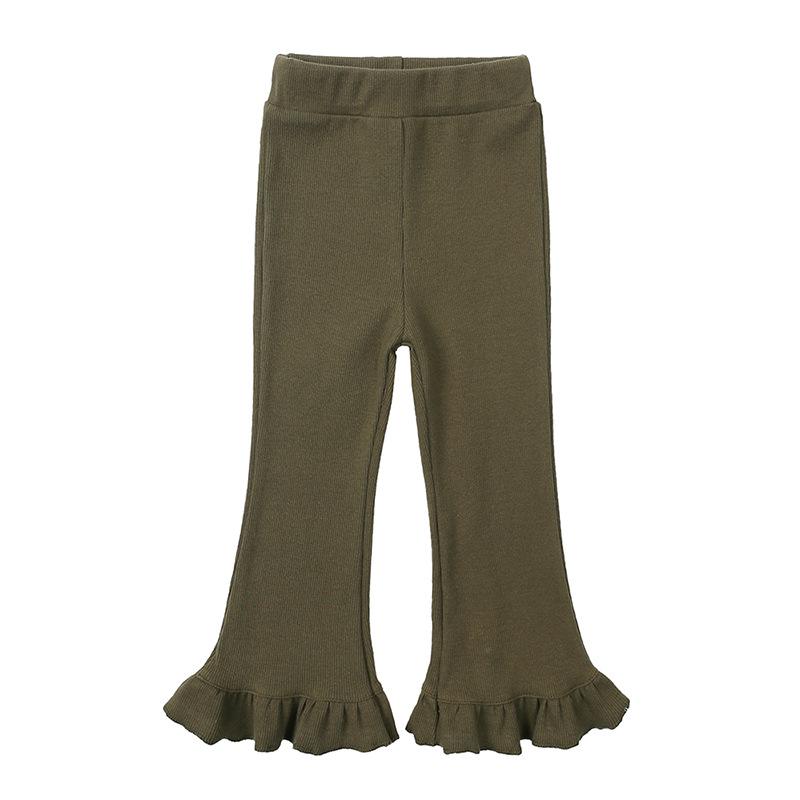 Korean Girls' Slim Fit Bell Bottom Knit Pants - Stylish Casual Kids' Outerwear