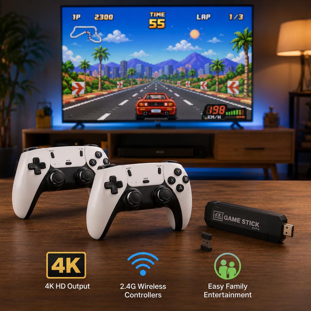 Nouvelle Manette de Jeu X2 Pro 44/45 Émulateurs 50000+ Jeux Rétro Manette Sans Fil Rechargeable TV Domestique 2/4 Joueurs Cadeau pour Enfants