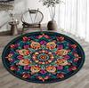 Vintage Blauw Medaillon Bloemen Oosters Perzisch Antislip Rond Tapijt Traditionele Boerderij Entree Decor Vloerkleed