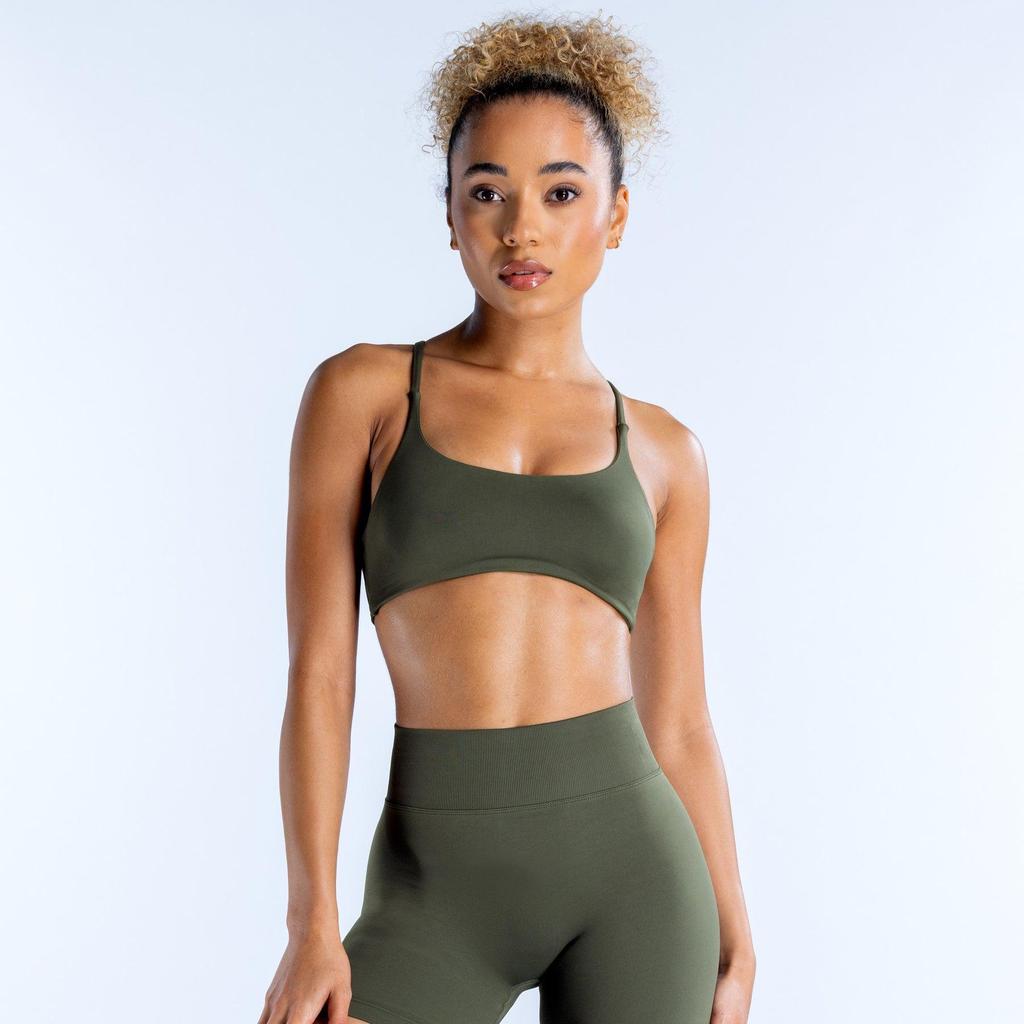 DFYNE Sport-BH mit gekreuztem Rücken und nahtlosem Design: Hochelastische Matte Nylon Yoga Weste für Damen