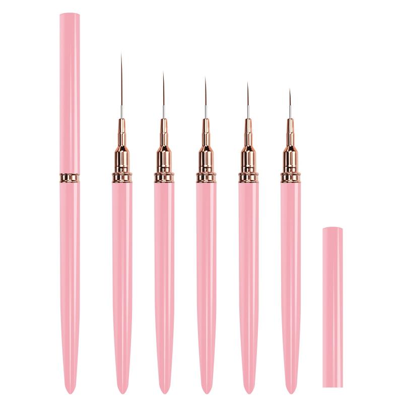 5Pcs Nail Art Liner Brush Set Uv Gel Nail Brushes Kits French Stripe Line Painting Drawing Flower Pen Professional Manicure Tool