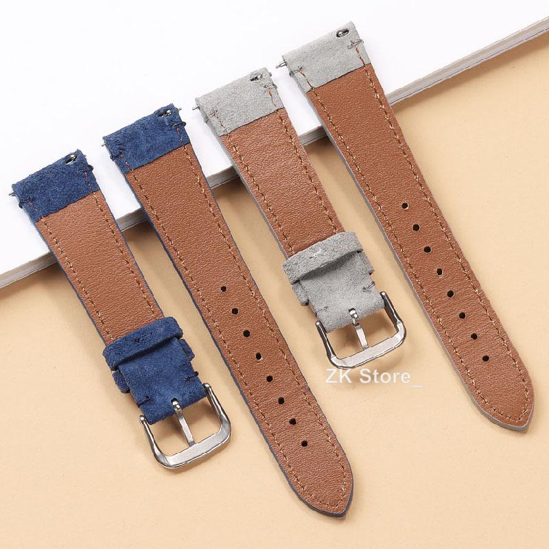 20mm 22mm Vintage Wildleder Uhrenarmband Rindsleder Naht Armband Sport Schnellverschluss Herren Damen Uhrenarmband Ersatz
