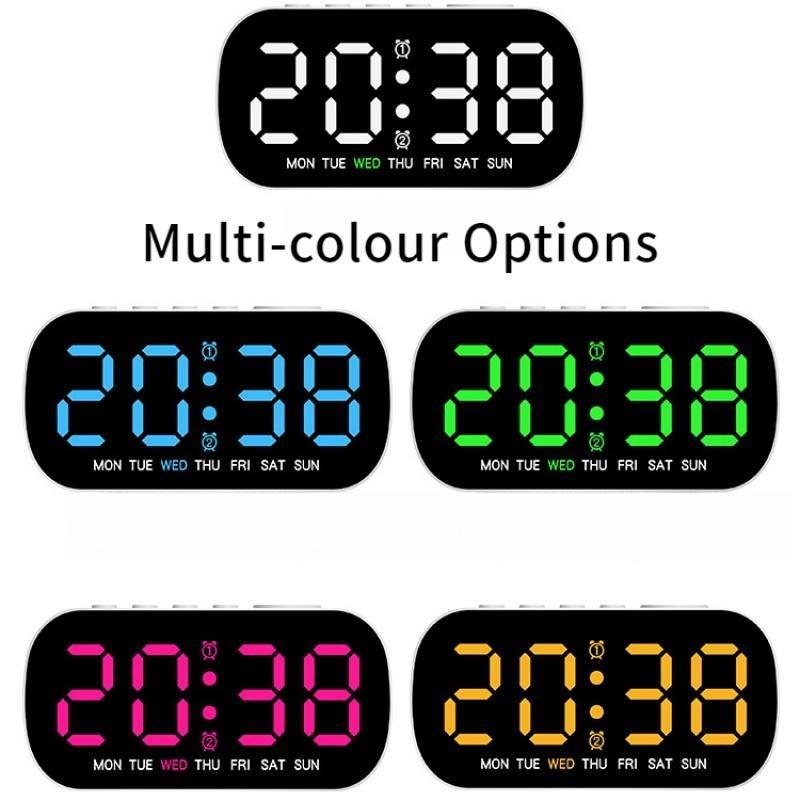 Digitaler Wecker USB-betrieben Temperatur Datum Wochentag Doppelwecker Nachtmodus Schlummerfunktion 5 Helligkeitsstufen 12/24H LED-Uhr