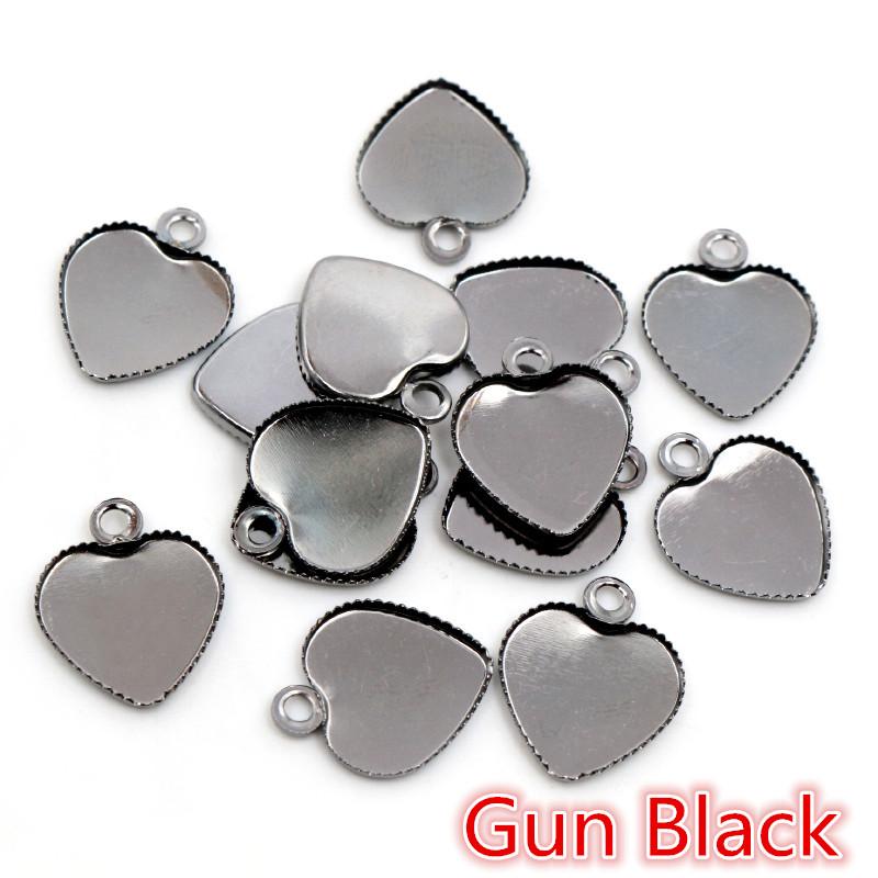 30 Stück 12mm Edelstahl Eisen Material Herz Leere Basis Fassung Passend für 12mm Herz Cabochon Anhänger Fassschalen DIY Schmuckzubehör