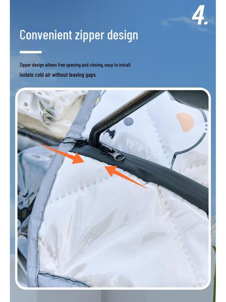 Tempered Film Electric Vehicle Windshield & Seat Cover: Summer-Ready, Windproof, Rainproof, Waterproof.